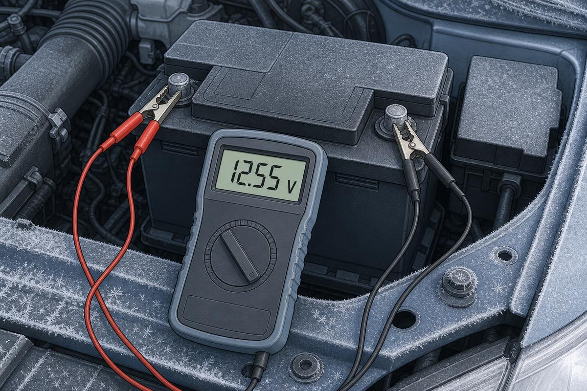 Infrared thermometer reading a cold battery case temperature