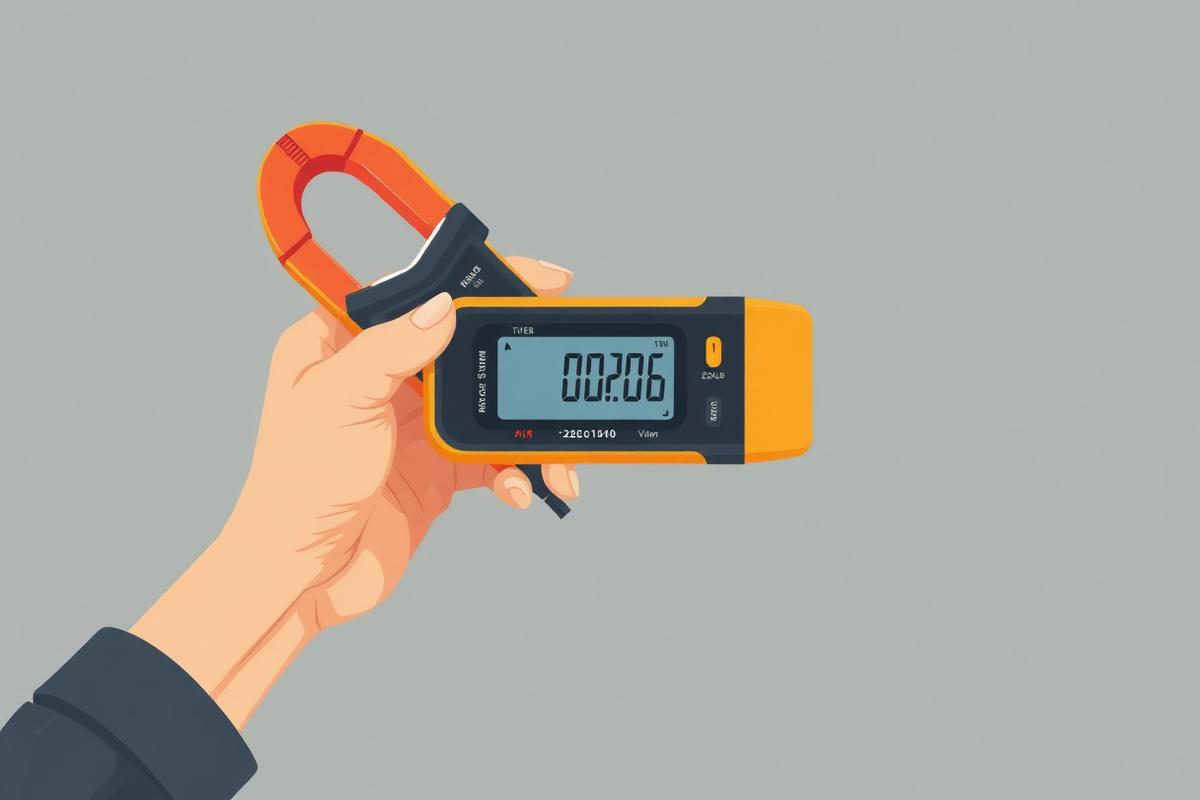 Inductive clamp meter with jaws closed being zeroed before a current measurement