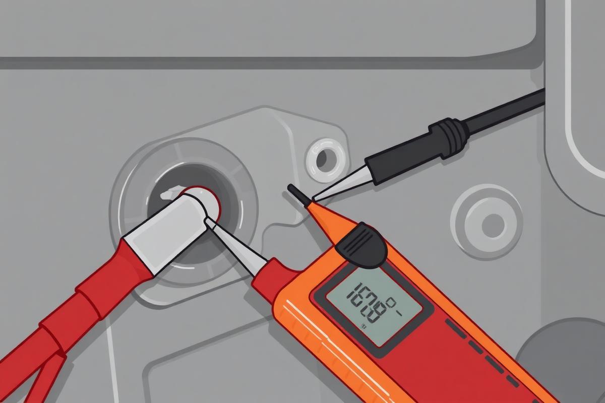Red meter probe in the supply pin of a connector and black probe on a chassis earth point