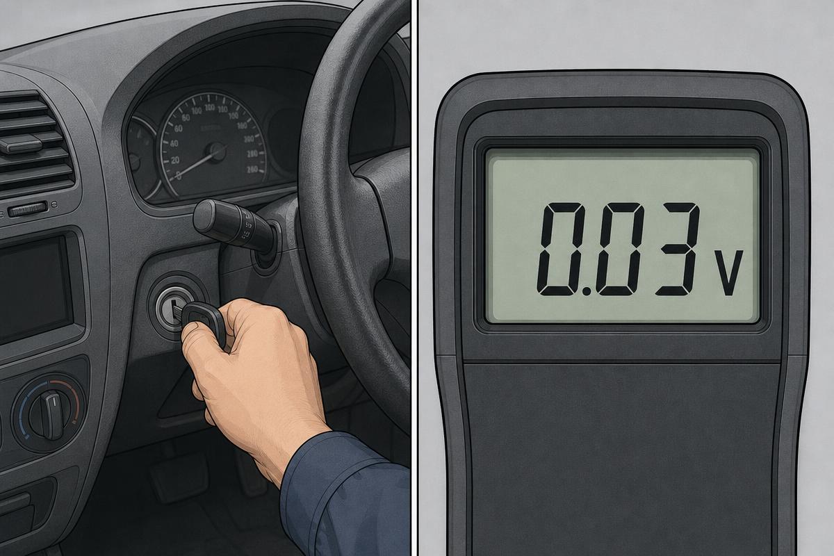 Meter showing millivolt drop across a battery terminal while the engine cranks
