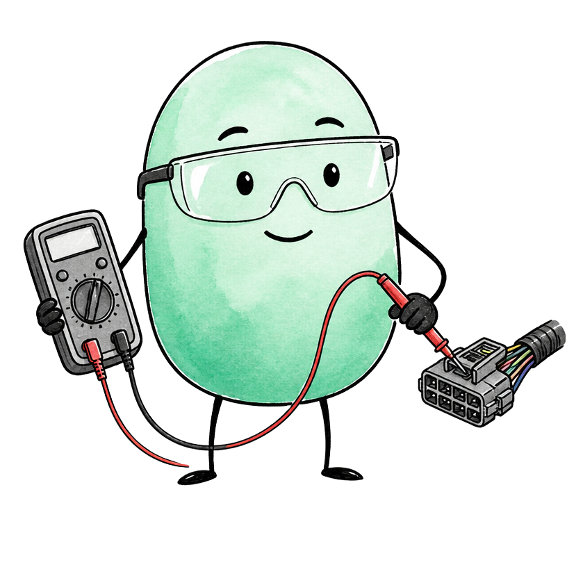 Volt probing a wiring connector with a multimeter
